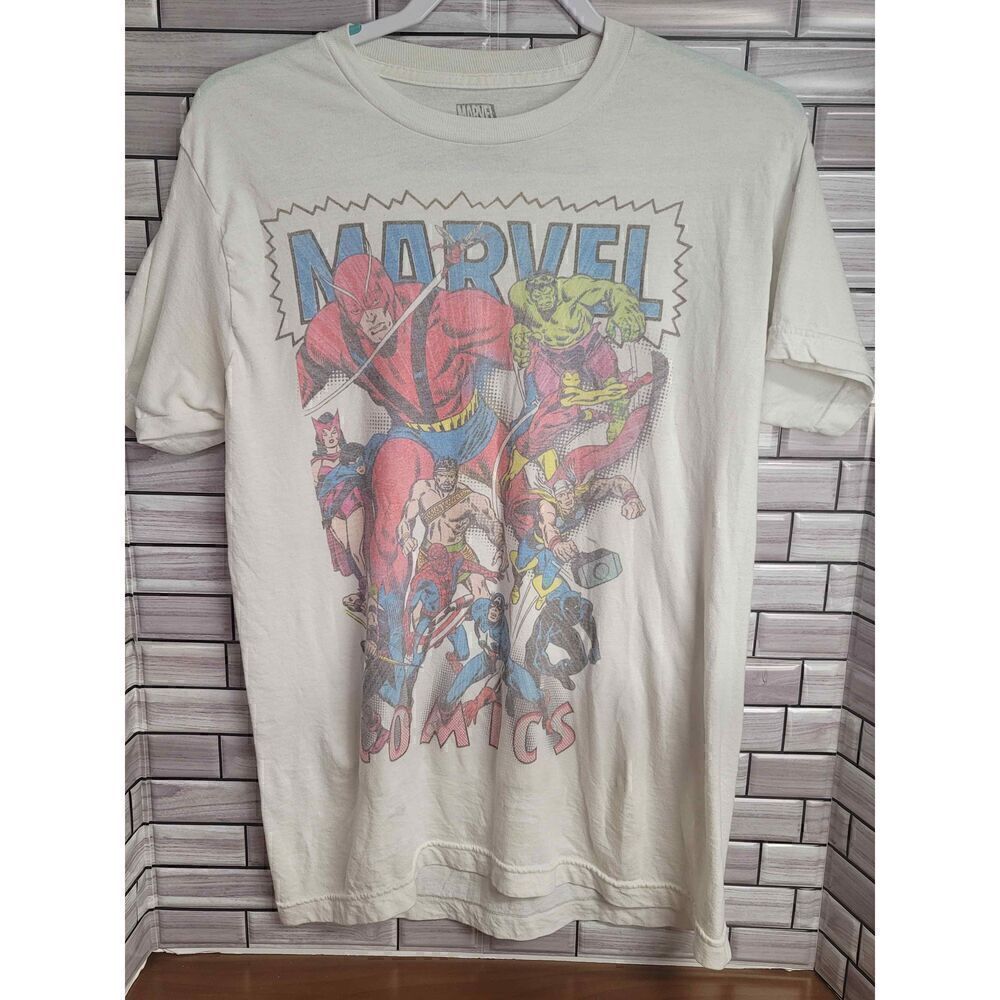MARVEL Men's Graphic short sleeve T-SHIRT Size M White light weight #A60